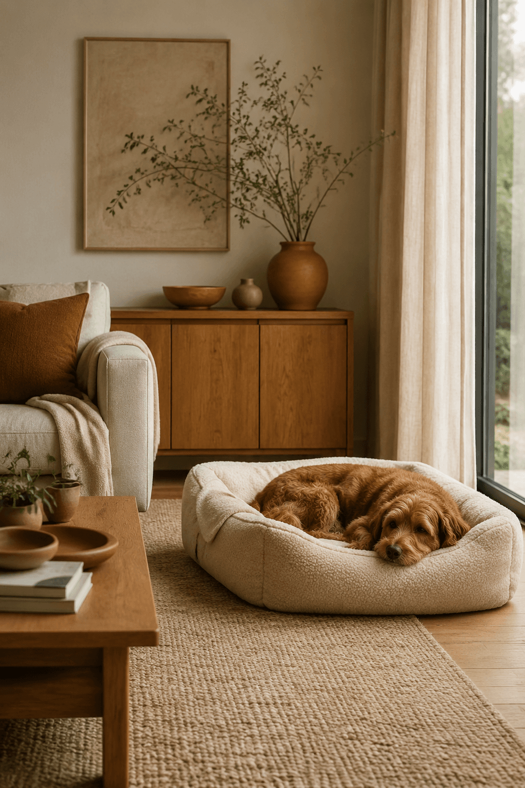 A calm, tidy home with pet essentials